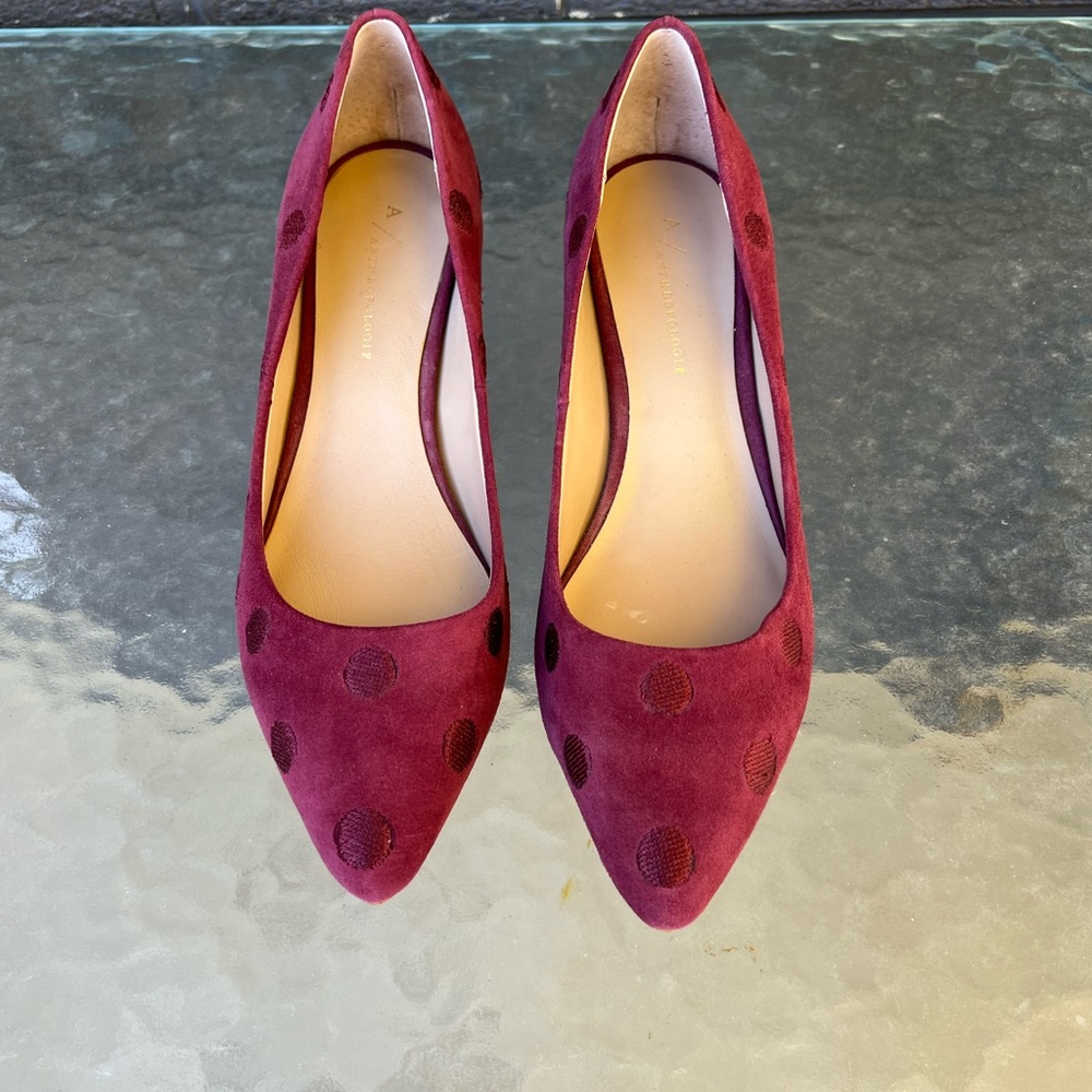 Anthropologie Burgundy Polka Dot Heels